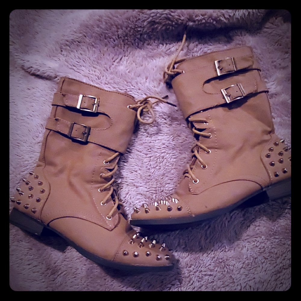 Gold studded boots